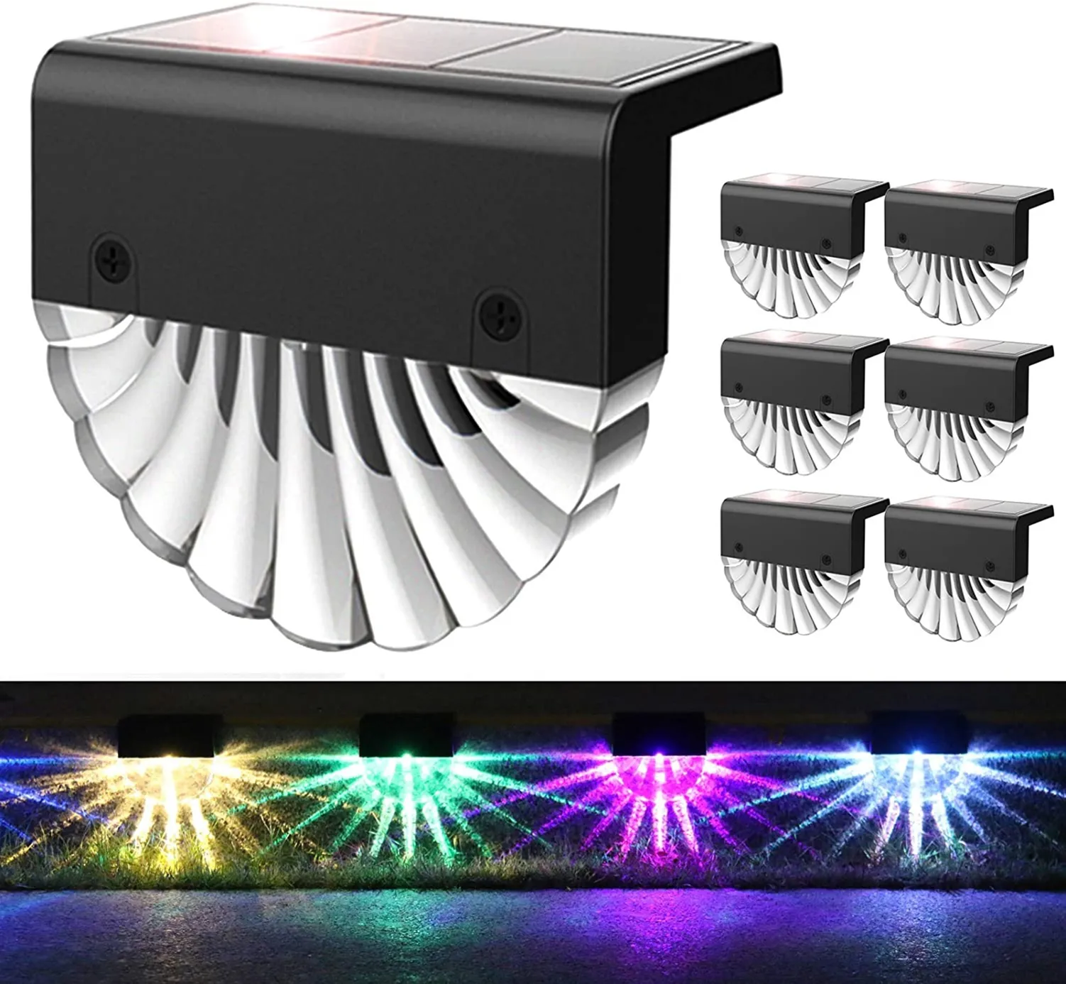 thumbnail image 2 of 4 Pcs Solar Deck LED Lights, Outdoor Waterproof Warm Solar Step Light Fence Lights - LIVINGbasics 2 of 14