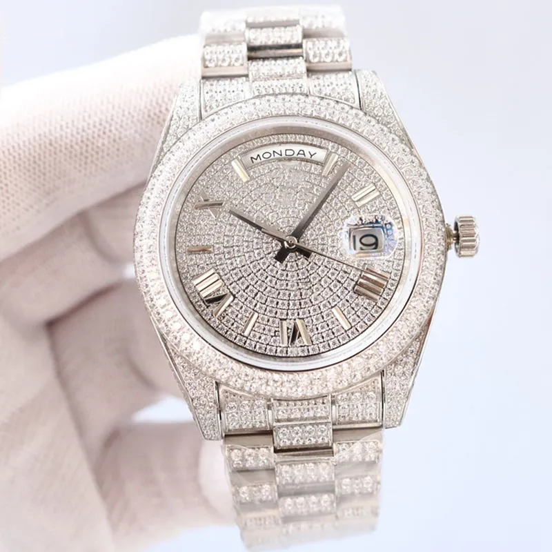 Lady RLX Diamond Designer Watches حركة الساعات الفضية التلقائي التلقائي لباس من الفولاذ المقاوم للصدأ الياقوت مقاوم للماء الأزواج المضيئة هدايا الرسغات الكلاسيكية