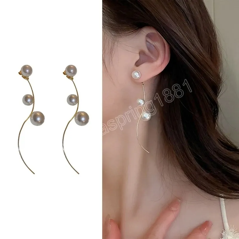 Élégant gland longues boucles d'oreilles pendantes blanc perle boucles d'oreilles fête de mariage bijoux de mode boucles d'oreilles pour les femmes