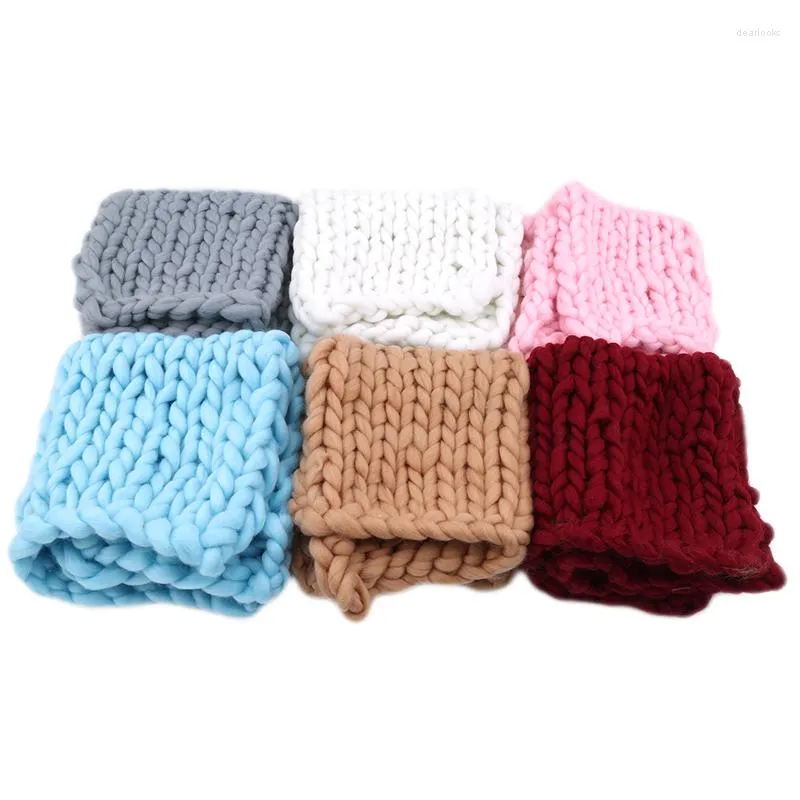 Blankets 1pcs High Quality Hand-woven Wool Crochet Baby Blanket Born Pography Props Thick Woven Supplies