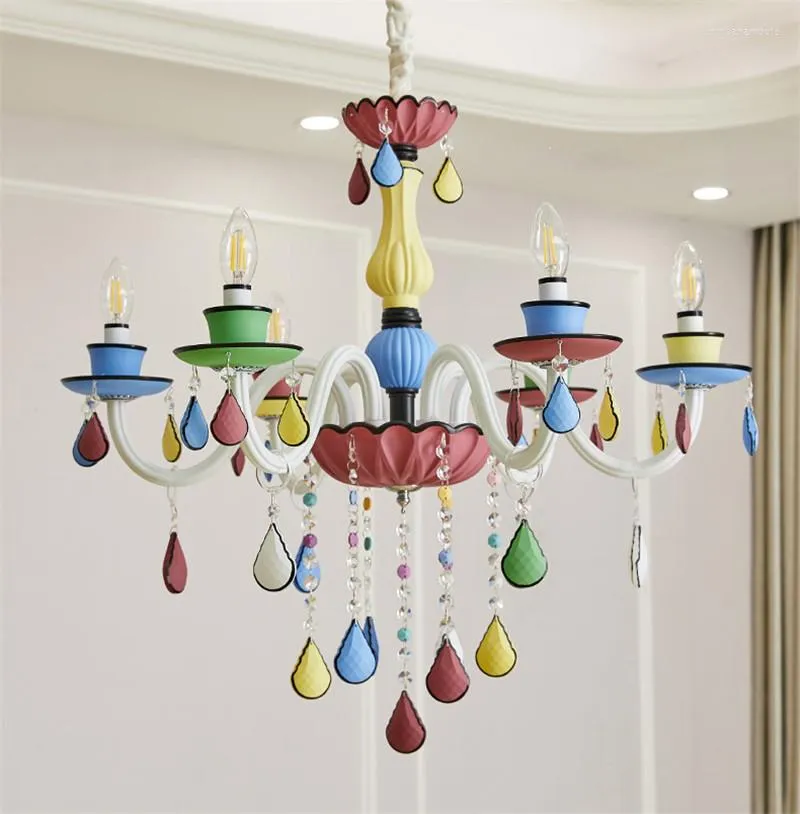 Lustres Moderne Coloré Lustre En Cristal Luminaire Éclairage Salon Enfant Suspension Suspension Lampes PA0238