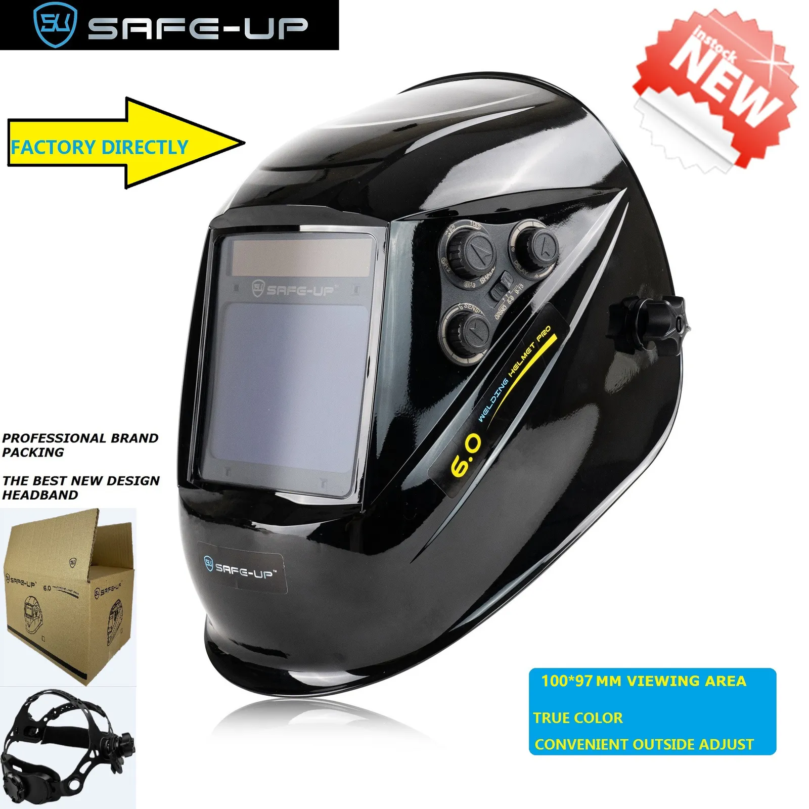 Welding Helmets SAFE-UP MIG MAG TIG TRUE Color 4 Sensors Solar Cell Powered Expensive Auto Darkening Helmet Mask 230428