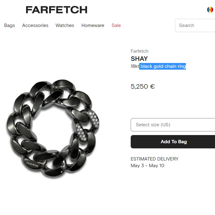 Dare Fetch Shay Rings Brand Designer Designer Luxury Fine Jewelry Black Gold Chain Ring