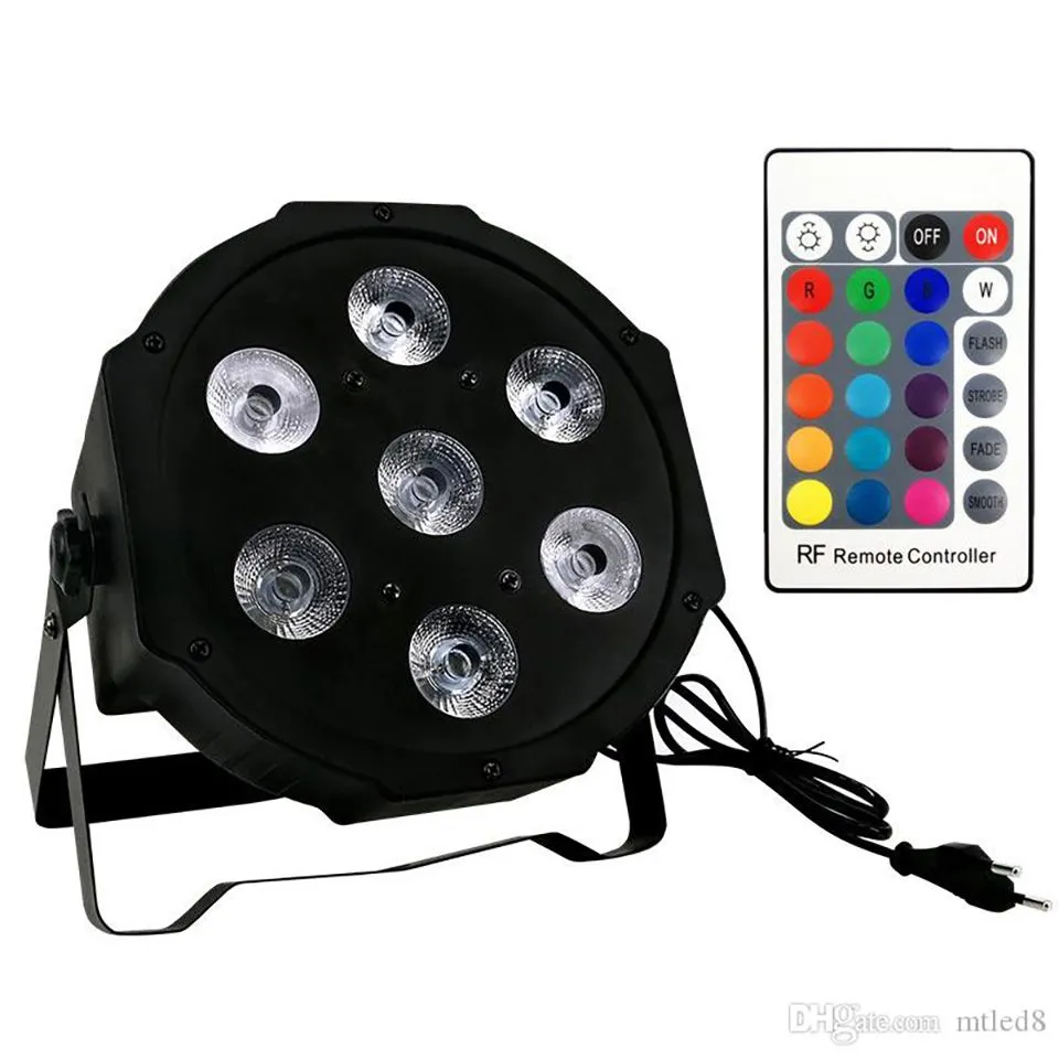 Telecomando senza fili LED Mini luce PAR 7X12W DMX rgbw 4in1 quad led piatto par può mettere in scena l'illuminazione