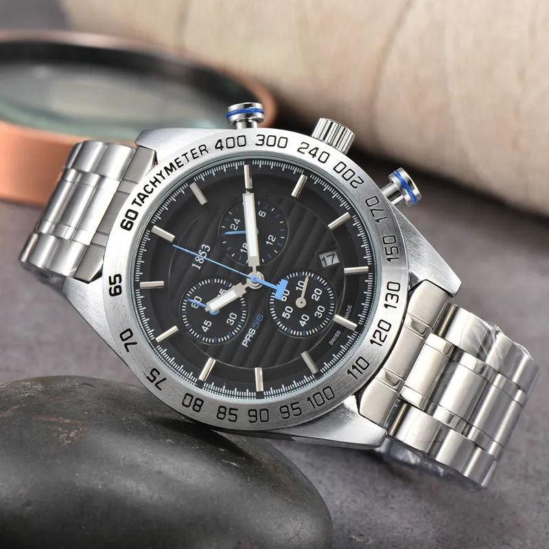 Tisso Wrist Watches for Men 2023 New Mens Watches 6つのダイヤルワーククォーツウォッチ高品質トップクロノグラフクロックスチールベルトファッションPRS516