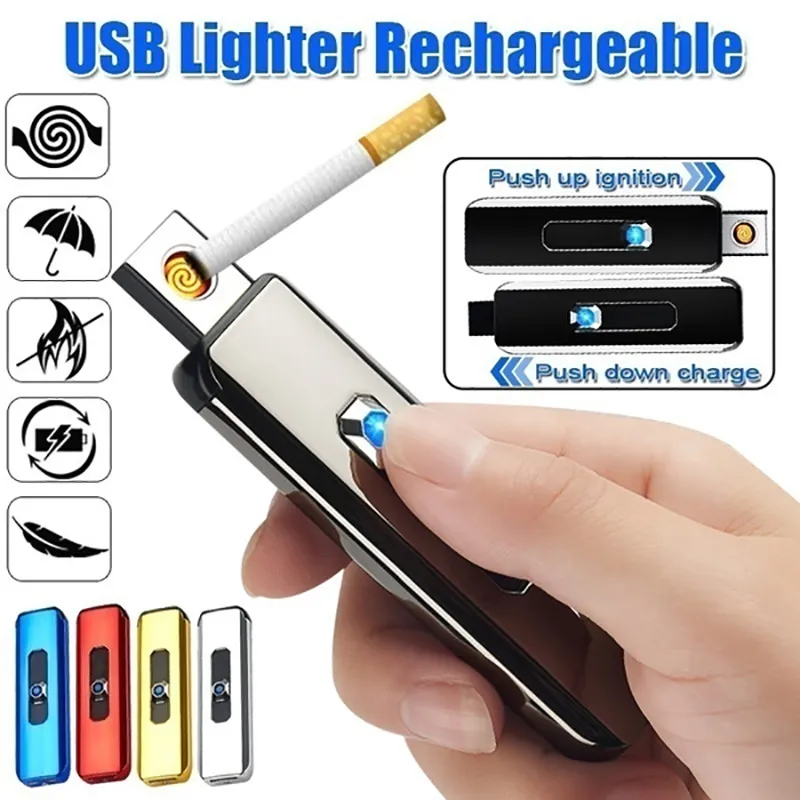 Novelty Lighter Outdoor Environmental Protection Tools USB Chargeable Lighter Flameless No Gas Keychain Lighter