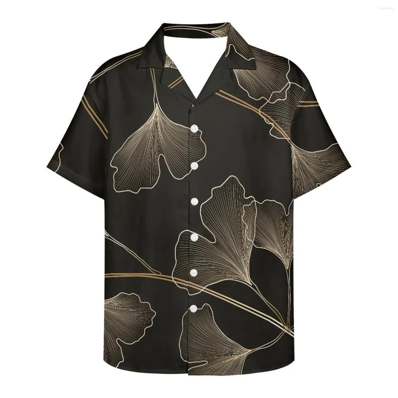 Men's Casual Shirts Florist Clothing Ginkgo Floral Pattern For Men's Hawaiian Shirt Beach 5xl Short Sleeve Fashion Tops Tee Men Blouse