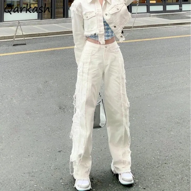 Jeans femininos Mulheres brancas Denim Namorado calça simples Fashion solta comprimento completo diariamente vintage Ulzzang lazer adolescentes design reto