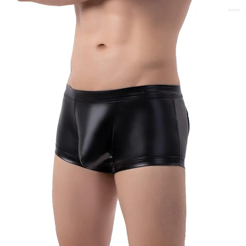 Underbyxor sexiga underkläder gay trosor faux läder jockstrap stygg öppen bumen underkläder sträng fitness penis påse boxare shorts stammar