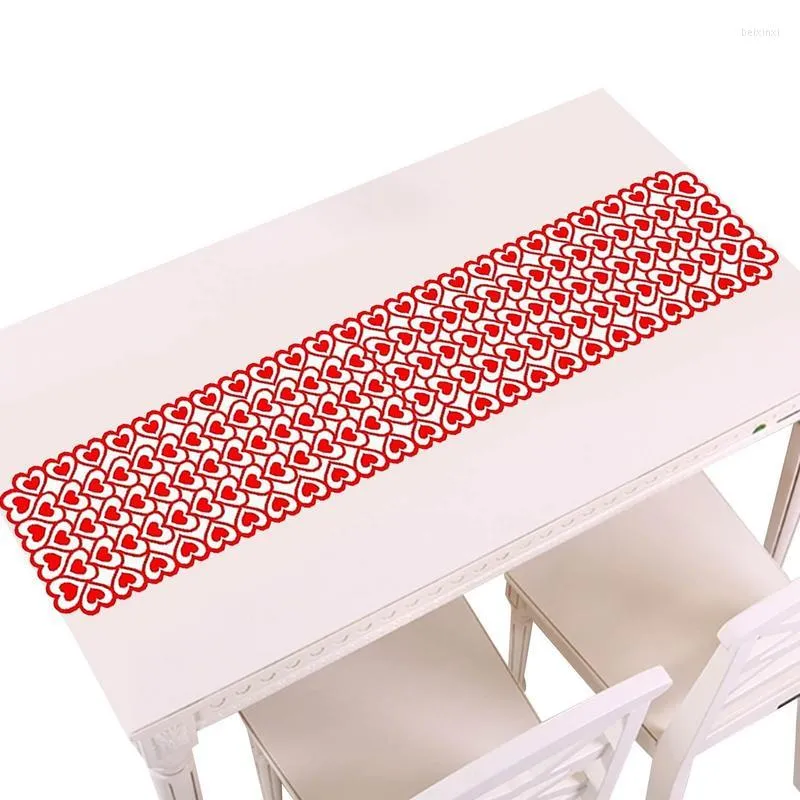 Table Cloth Heart Lace Runner Valentine's Day With Red Pattern Christmas Party Supplies Decorations For