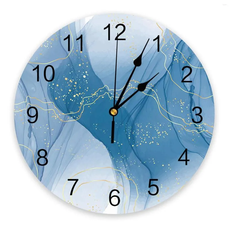 Orologi da parete Linea di marmo orologio blu clock silenzioso digitale per casa camera da letto decorazione soggiorno