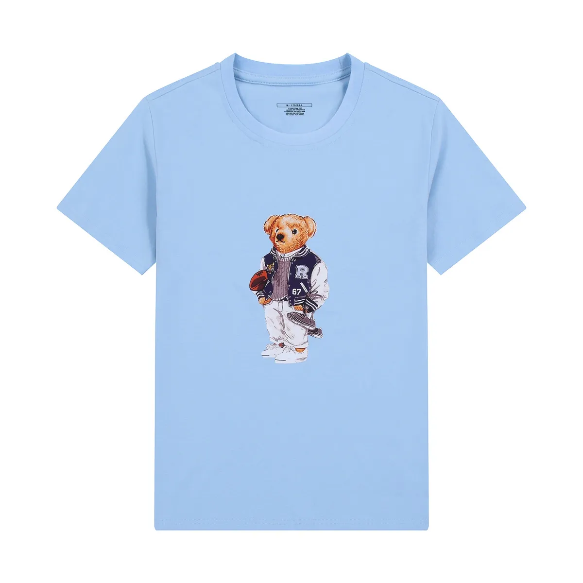 American Little Bear Printed T-shirt męski mody wszechstronna okrągła szyja czyste bawełniane krótkie top