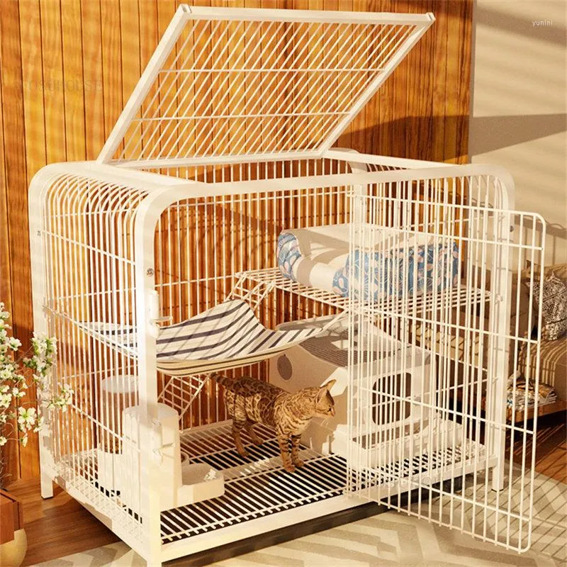 猫のキャリアモダンな家大容量豪華なヴィラホーム屋内二重層ケージスーパースペース小動物