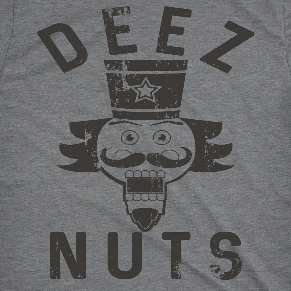 Deez Nuts T Shirt Zabawny świąteczny do orzechów sarkastyczny graficzny koszulka dla facetów Dark Heather Grey - XL graficzne koszulki