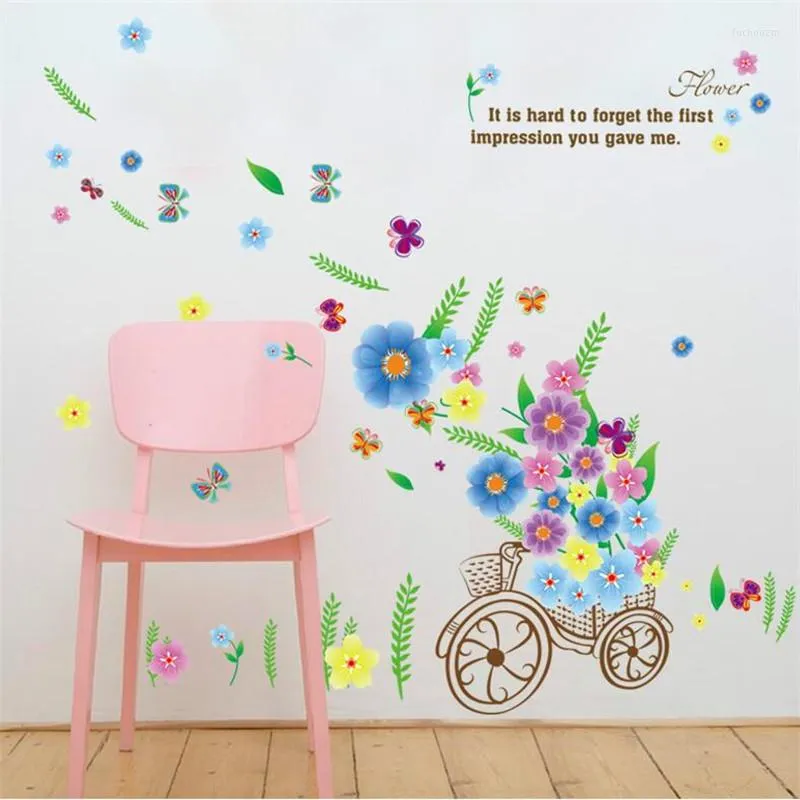 Muurstickers romantische kleur bloem sticker woonkamer slaapkamer decoratie voor kinderkamers decoracion hogar moderno