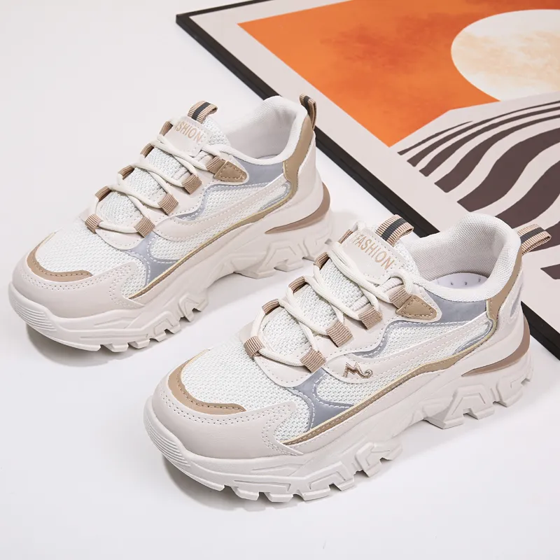 Mode Sneakers Dames Mesh Ademende Casual Platform Schoenen Dikke