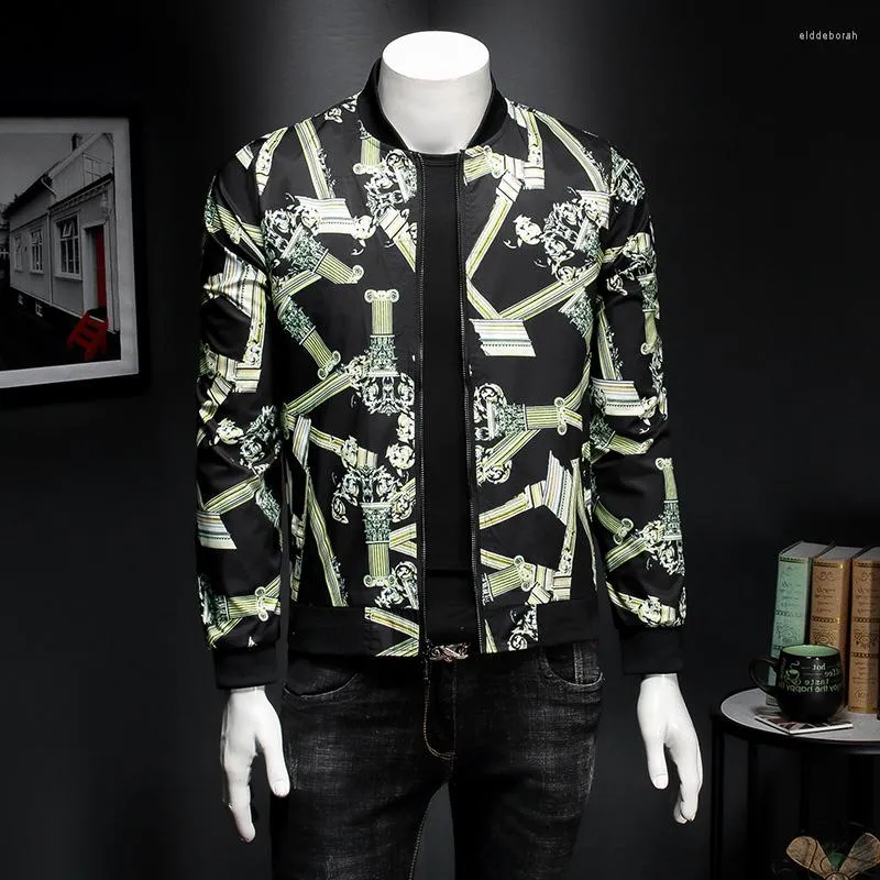 Men's Jackets Men Floral 2023 Plus Size 5XL Pattern Jacket Gold Baroque Mens Party Club Jaqueta Bomber Moda Hombre Black