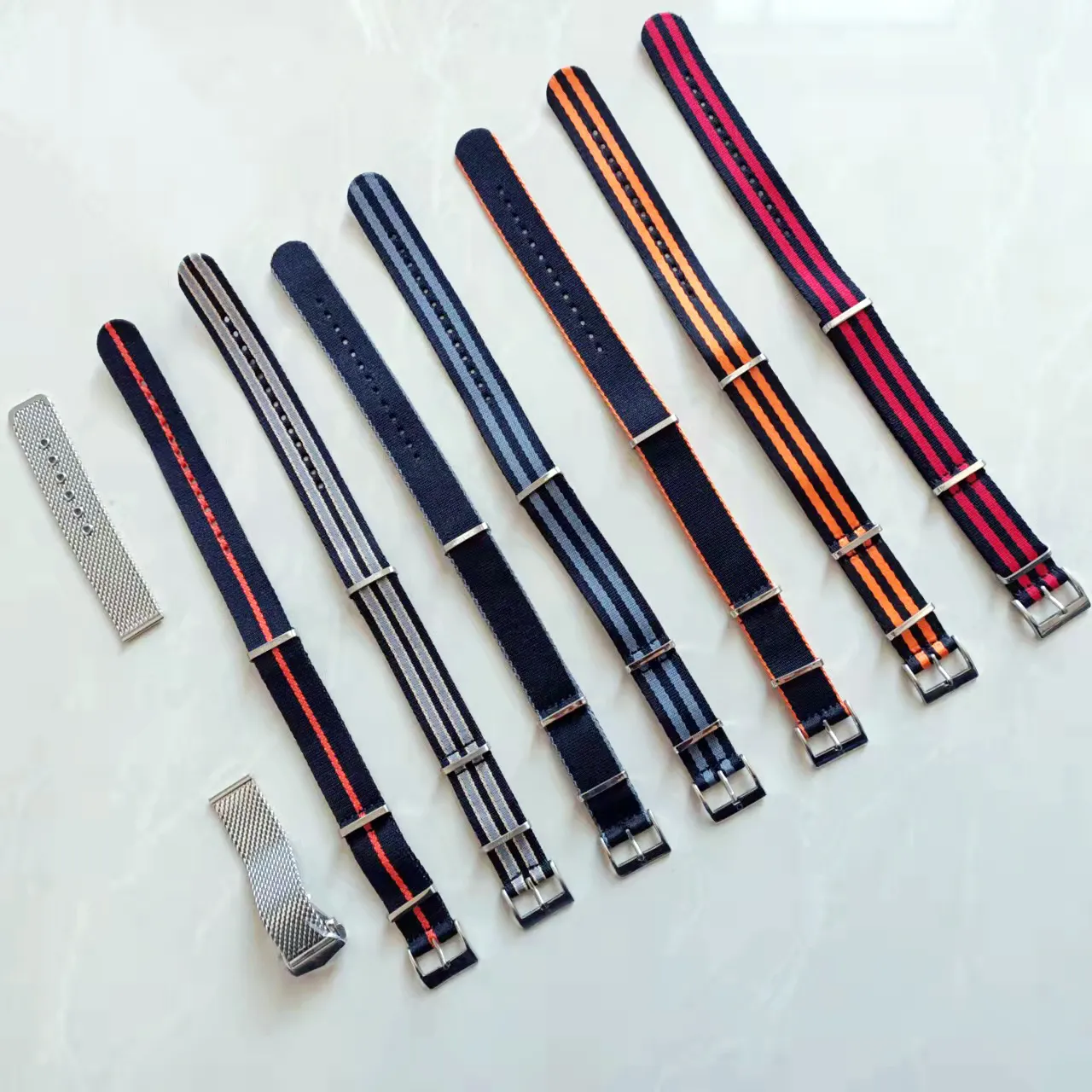 300M Nato Strap For Luxury Watches Silver Steel Clasp Durable