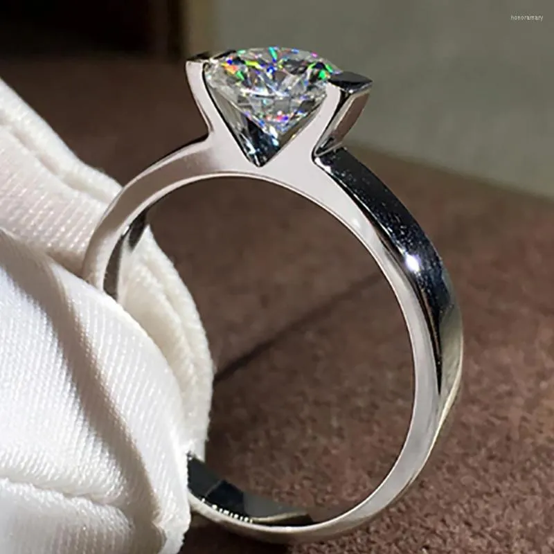 Anelli a grappolo 14K Au585 Anello di fidanzamento da donna in oro bianco da donna 1 2 3 4 5 Rotondo Moissanite Diamond Trendy Cute Classic