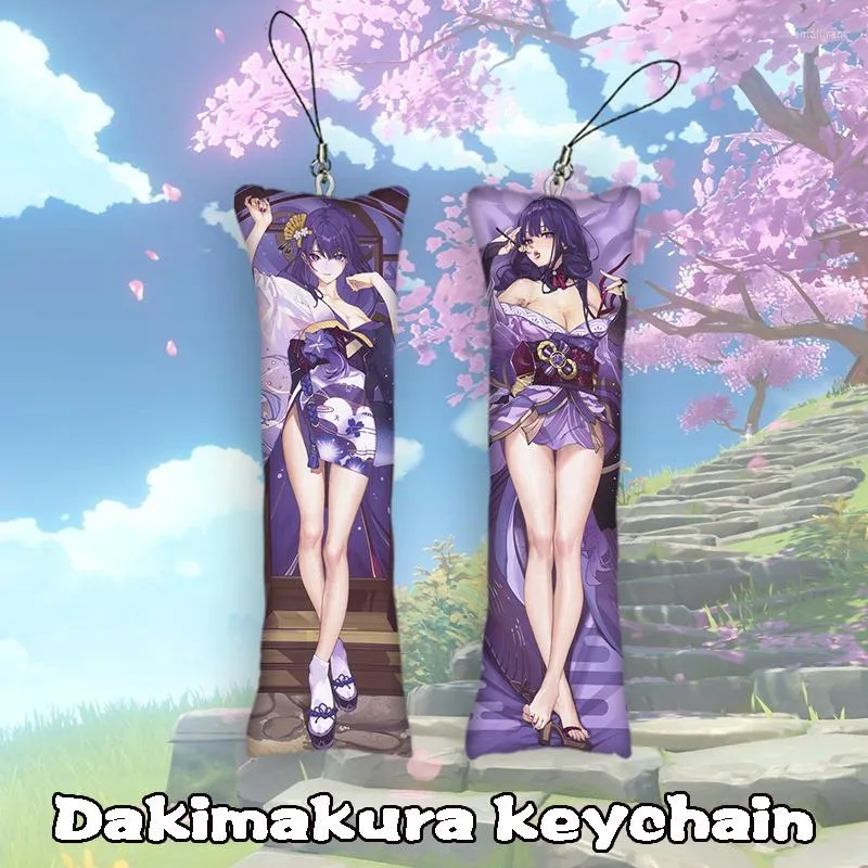 Genshin Impact Dakimakura Pvc Keychain Beelzebul Raiden Shogun Mini