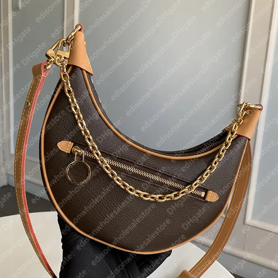 Nuovi designer di lusso LOOP Moon Bag di qualità a specchio M81098 Borsa a tracolla moda in vera pelle con piselli con scatola