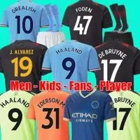 Soccer Jerseys HAALAND soccer jersey 22 23 DE BRUYNE MANS CITIES GREALISH MAHREZ FODEN 2022 2023 football shirt uniforms men kids kit sets ALVAREZ FANS