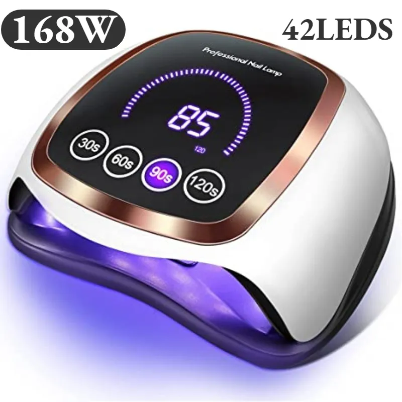 Sèche-ongles 168W 42LEDs Lampe de séchage des ongles pour manucure Lampe de séchage UV LED professionnelle avec capteur automatique Outils d'équipement de salon de manucure intelligents 230428