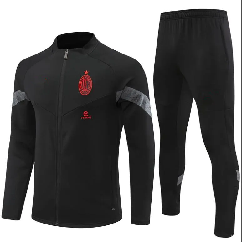 AC Milan Soccer Tracksuit For Adults And Kids With Long Zipper