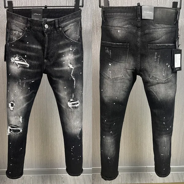 Nouveaux hommes Jeans trou bleu clair gris foncé Italie marque homme pantalons longs pantalons Streetwear denim Skinny Slim droite Biker Jean pour D2 Top qualité 28-38 taille 988001