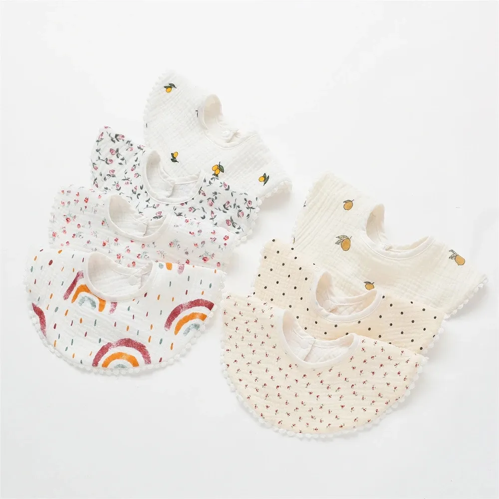 Bavoirs bébé en coton nouvelle impression à volants absorbant bébé gland bavoir nouveau-né Burp chiffons Bandana écharpe pour garçons filles alimentation bave bavoir