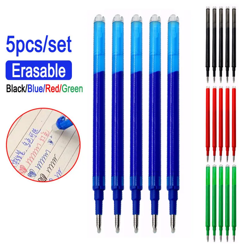 Stylos de peinture 07mm 05mm recharge de stylo effaçable presse à coulisse poignée lavable bleu noir 8 couleurs encre papeterie tiges gel rétractable 230428