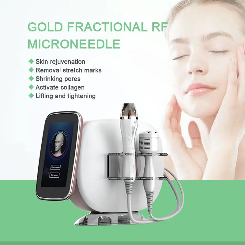Ny fraktionerad RF Microneedle Machine Radiofrekvens Guld Mikronål Hudlyftning Tätt Anti-aging Acne Borttagning Skönhetssalongutrustning