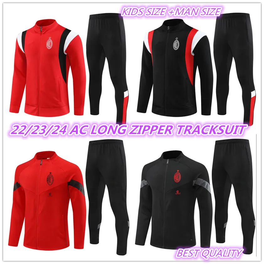 2023 2024 AC Milans Soccer Racksuits Jaqueta de zíper longa adulta