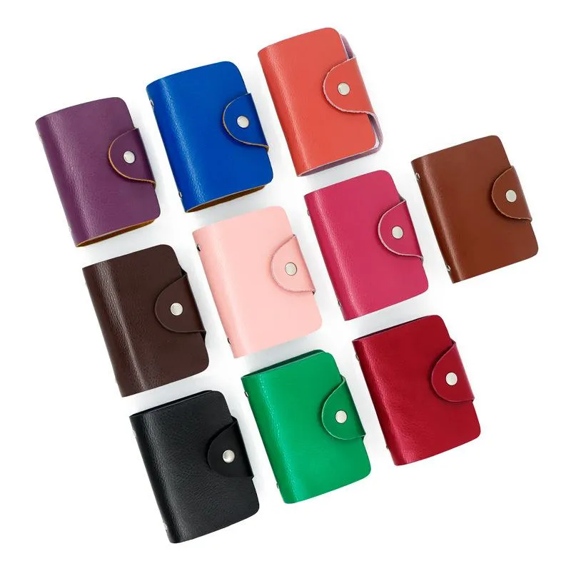 Korthållare Bank ID Wallet Pocket Billeteras Cuero Multi Colors Fastener Stäng Kvinna Handväska Mini Carrier Big Capacity