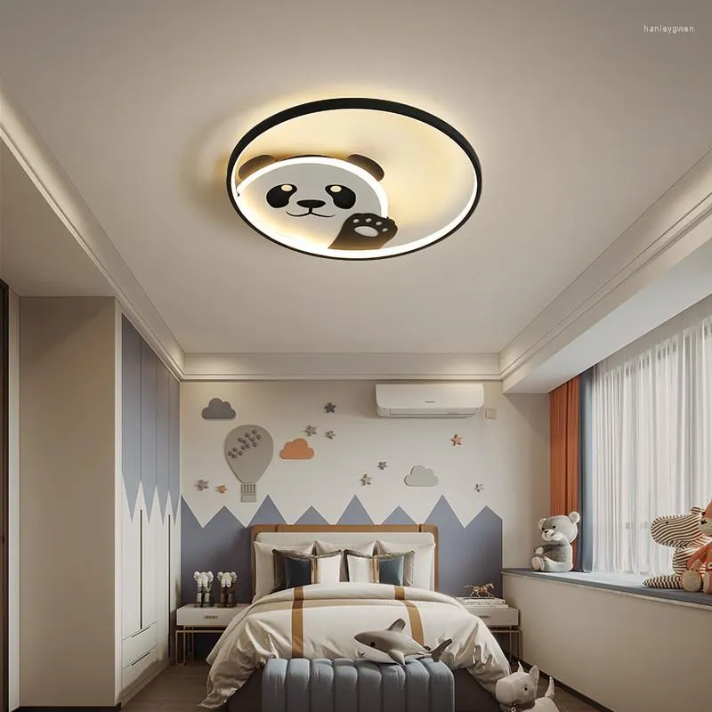 Tavan Işıkları Minimalist Modern Işık Sevimli Karikatür Panda Çocuk ve Kız Yatak Odası Çalışması LED