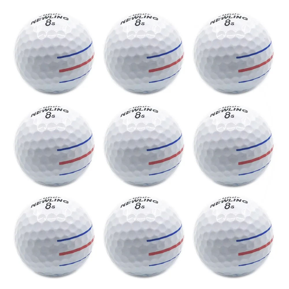 12 datorer Golfbollar 3 Färglinjer Aim Super Long Distance 3Piecelayer Ball For Professional Competition Game Brand 230428