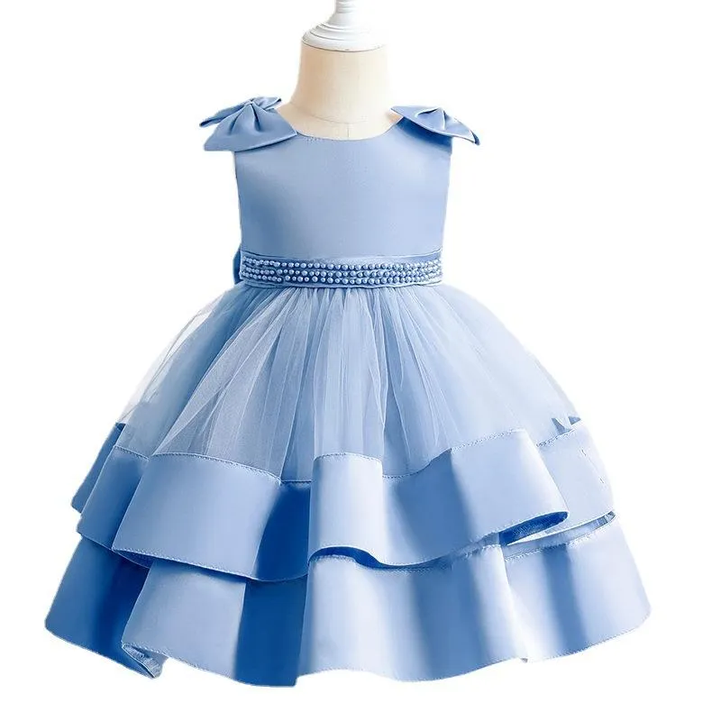 Sukienki dla dziewczynki dziewczyny formalne ubrania niemowląt dziecięce ubranie dziobowy księżniczka siatka tutu spódnica kwiat ślub e18623