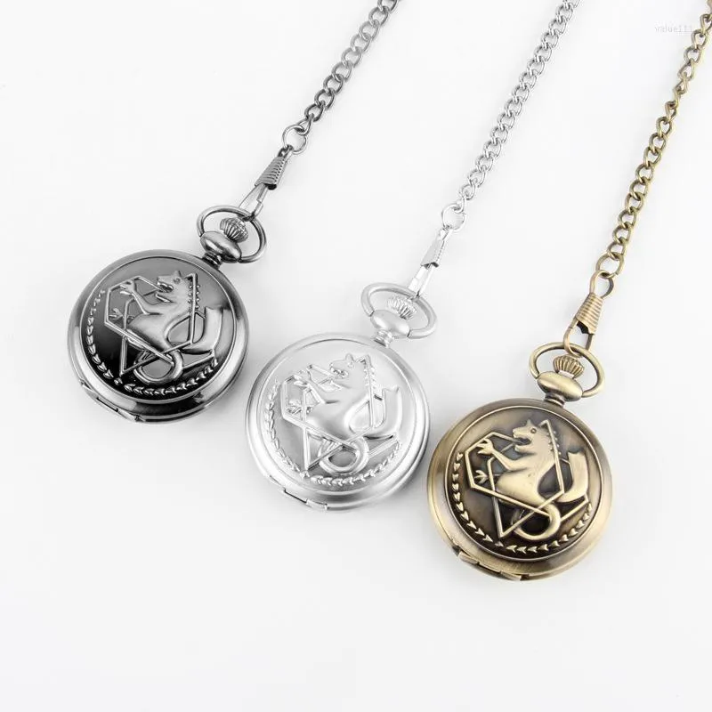 Pendant Necklaces Fashion Fullmetal Alchemist Pocket Watch Cosplay Edward Elric Anime Personality Design Boys Necklace Chain Gift