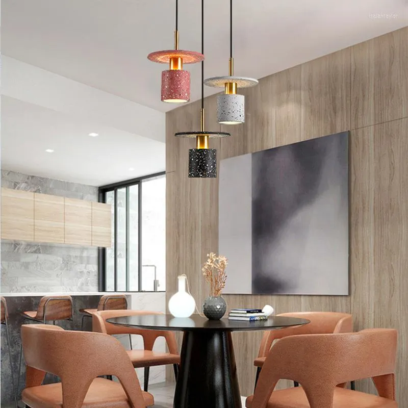 Pendant Lamps Modern Terrazzo Chandelier LED Energy-saving Three Color Optional Circular Luxury Light Nordic Living Room Restaurant