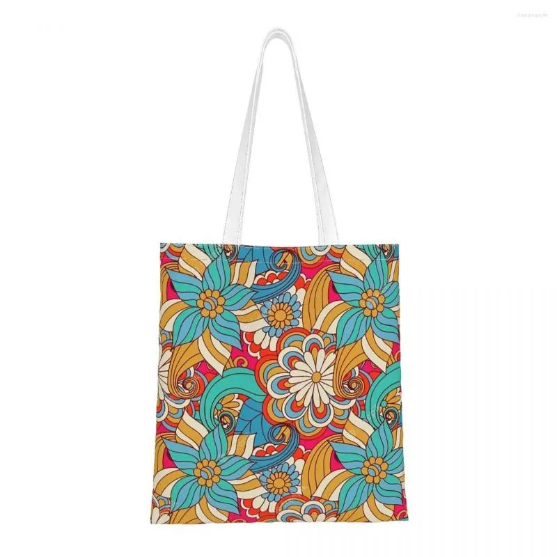 Shopping Bags Colorful Flower Shoulder Bag Women Eco Fashion Gorgeous Large Capacity Handbag Casual Shopper Student