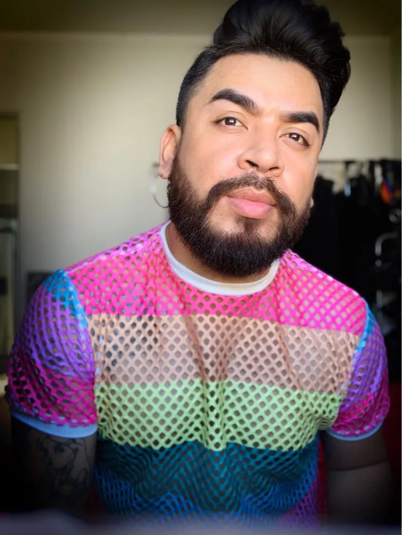 rainbow mesh top
