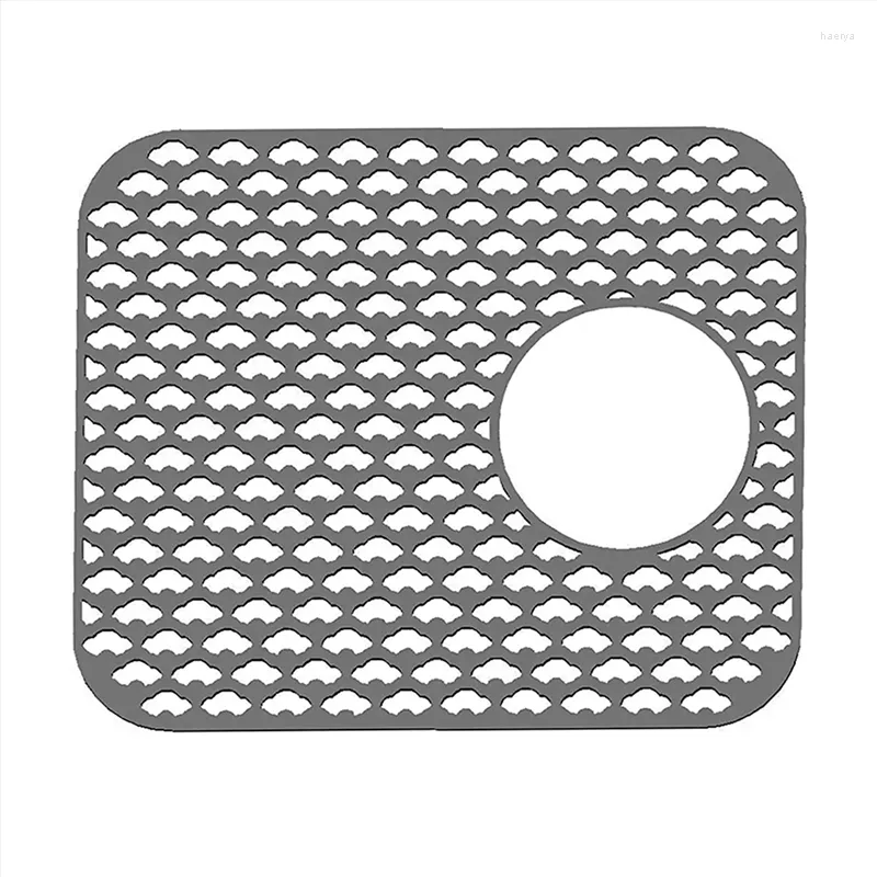 Tapis de table en silicone pour évier de cuisine Tapis de protection pliable résistant à la chaleur Accessoire de grille antidérapante Gris (drain arrière)