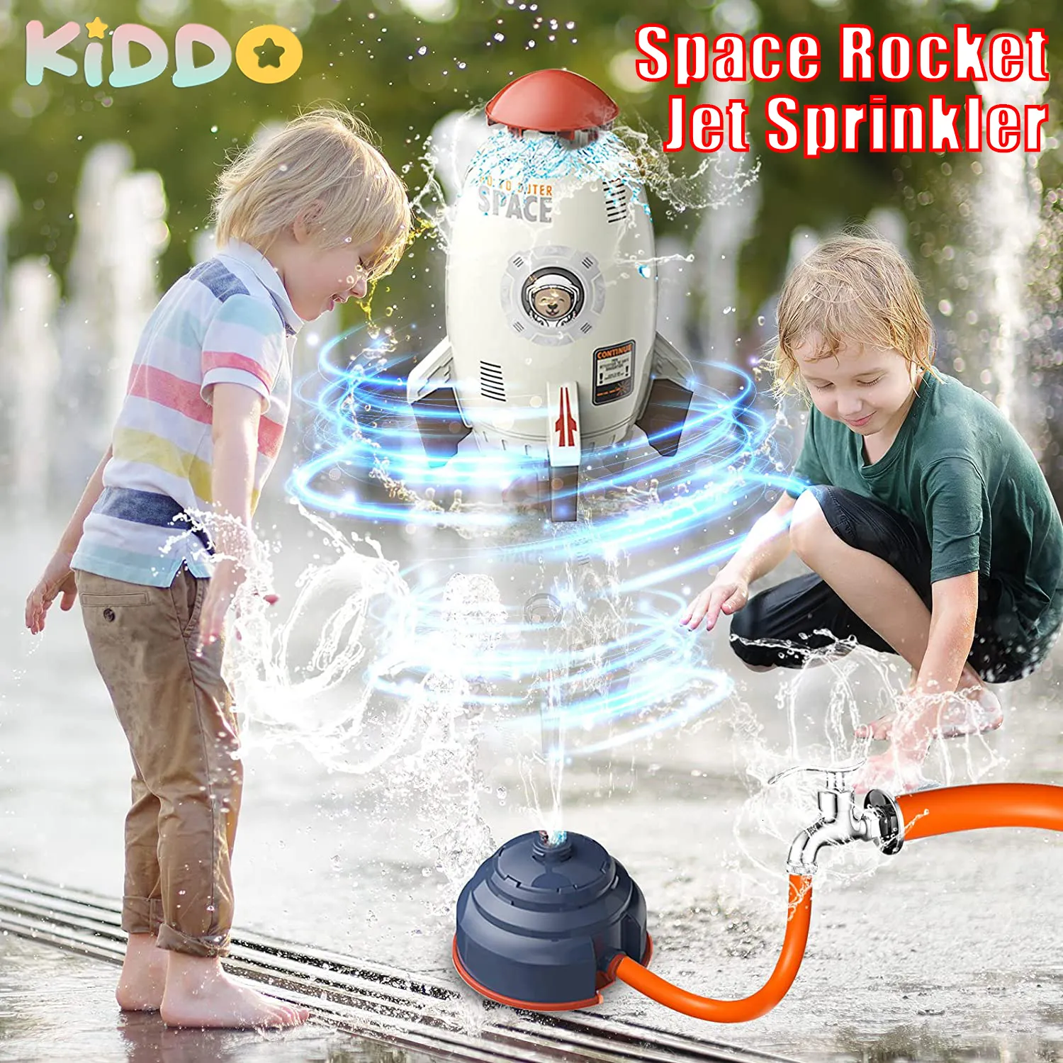 Space Rocket Jet Sprinkler Spinning Flying Splash
