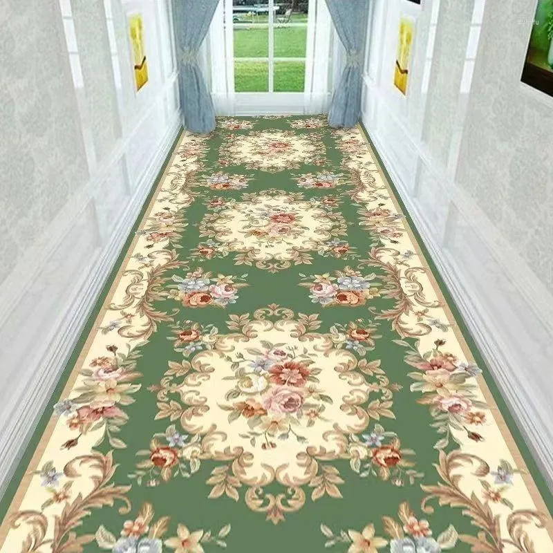 Mattor 3D Pink Flower Carpet Hallväg Dörrat Balkong Anti-halk Lång matta för vardagsrum hem sovrum bröllopslöpare