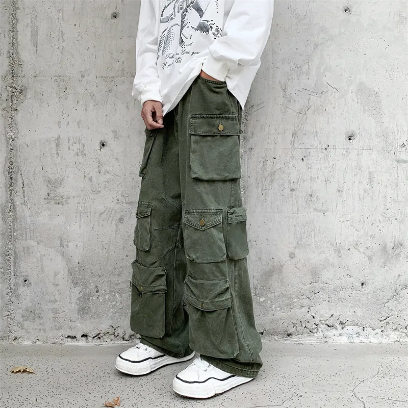 Pantaloni da uomo Godlikeu Streetwear Cargo Work Harajuku Pantaloni da jogging a gamba larga dritti