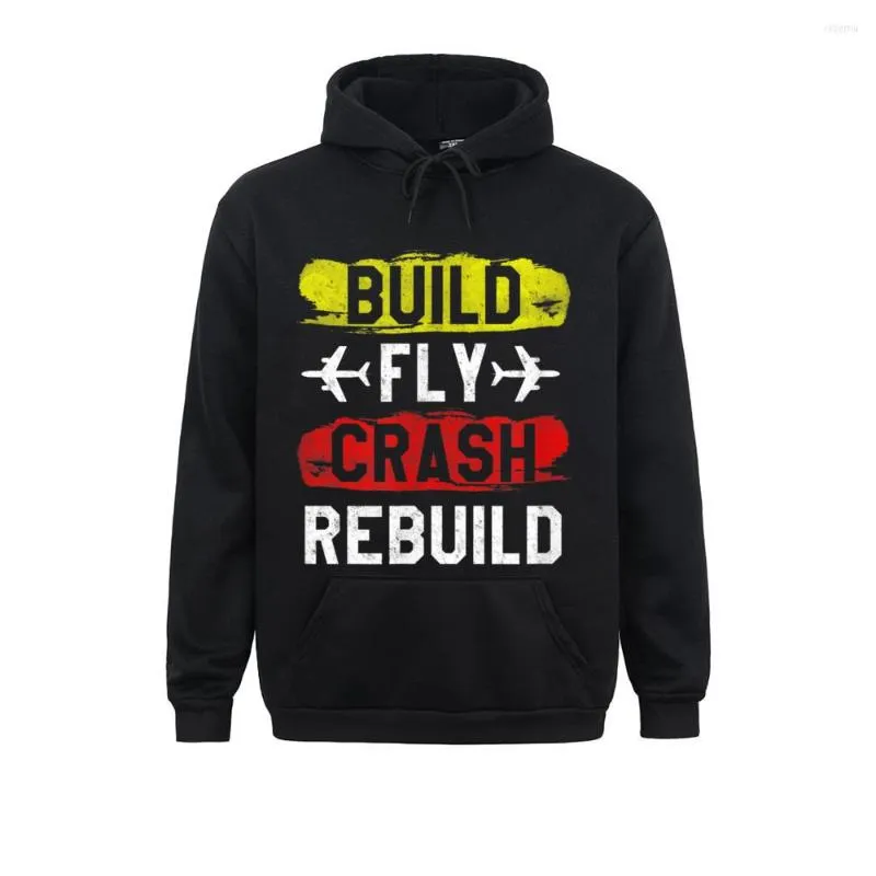 Men's Hoodies Winter Funny Build Crash Rebuild Airplane RC Plane Pilot Long Sleeve Warm Clothes Men Sweatshirts