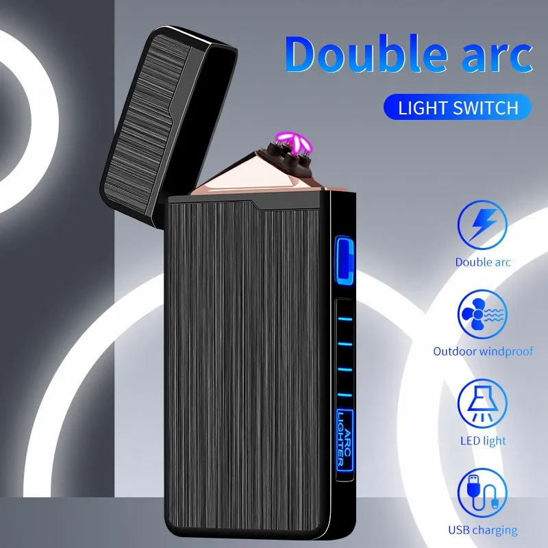 Dual Arc Plasma Lighter Windproof Flameless USB Rechargeable