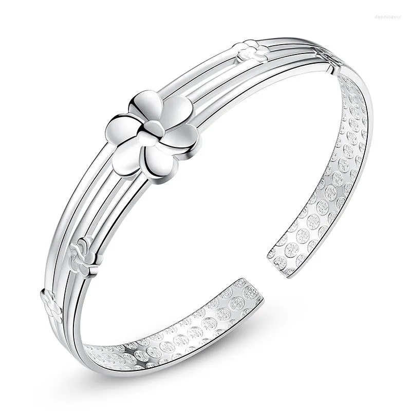 Pulseira de pulseira aberta feminino de prata prata jóias literárias manguito bracele moda metal clássico rodada