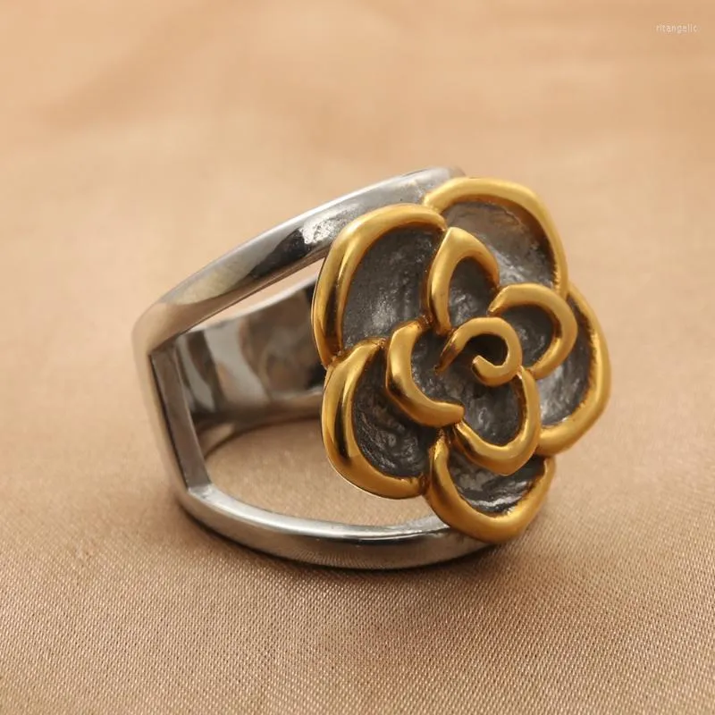 Уважаемые кольца модные украшения из нержавеющей стали цветочное кольцо мужчины