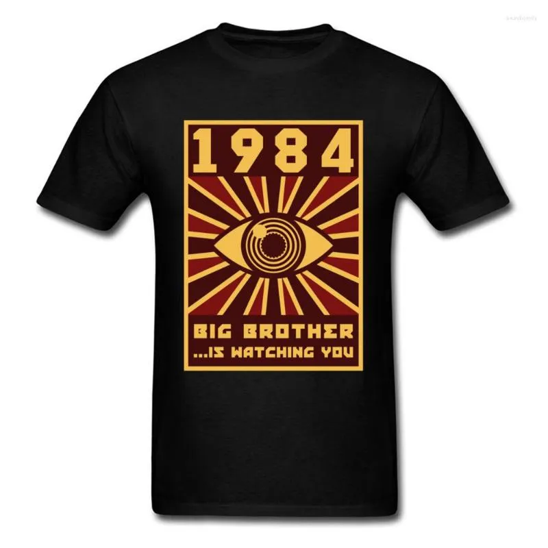 メンズTシャツ1984ビッグブラザーTシャツメンブラックトップグラフィックTシャツホルスアイ衣